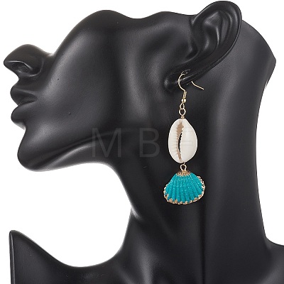 Natural Mixed Cowrie Shell Dangle Earrings EJEW-JE07223-1