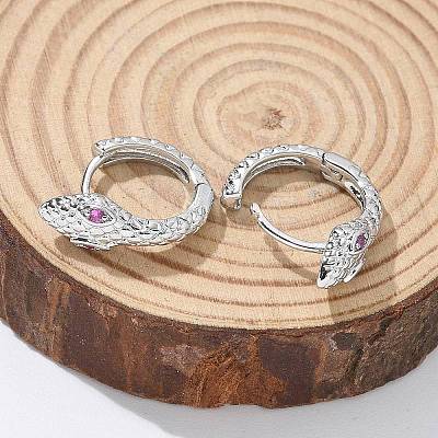 Brass Cubic Zirconia Hoop Earrings EJEW-Q014-09P-1