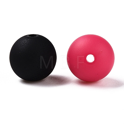 Rubberized Style Imitated Silicone Acrylic Beads MACR-T048-01B-03-1