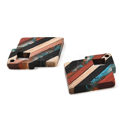 Transparent Resin & Walnut Wood Pendants X-RESI-E050-04-1