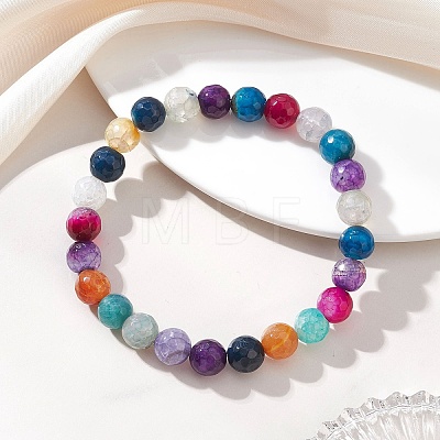 Dyed & Heated Natural Dragon Veins Agate Beads Stretch Bracelets for Women BJEW-JB13102-1