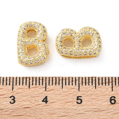 Rack Plating Brass Micro Pave Cubic Zirconia Slide Charms KK-C084-34G-B-1