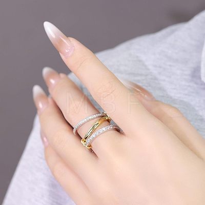 Stainless Steel Micro Pave Clear Cubic Zirconia Stackable Finger Rings WGD96BD-03-1