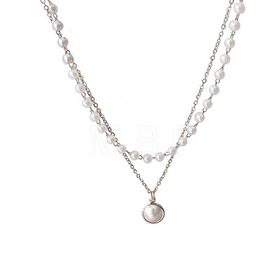 Alloy & Plastic Imitation Pearl Double Layer Necklaces WG1127D-02-1