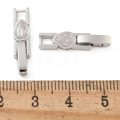 Rack Plating Brass Micro Pave Cubic Zirconia Fold Over Clasps KK-A234-016P-03-1