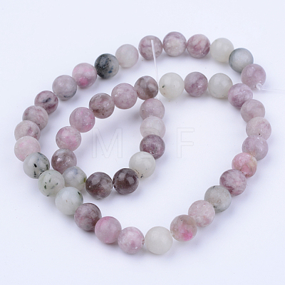 Natural Lepidolite/Purple Mica Stone Beads Strands G-Q462-4mm-29-1