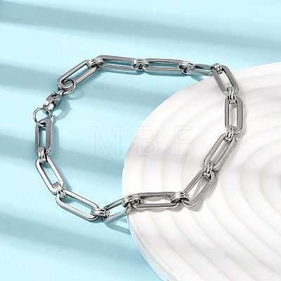 304 Stainless Steel Paperclip Chains Bracelet & Necklace Jewelry Sets SJEW-L199-15P-1