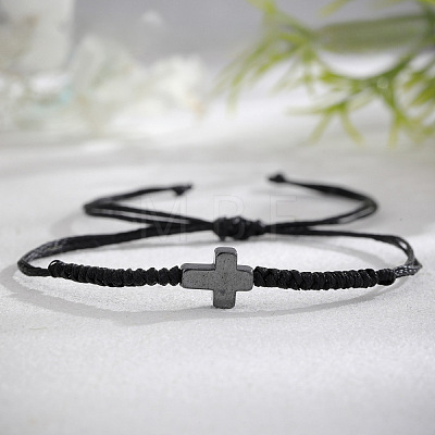 Synthetic Stone Cross Braided Cord Adjustable Bracelets CC2534-1-1