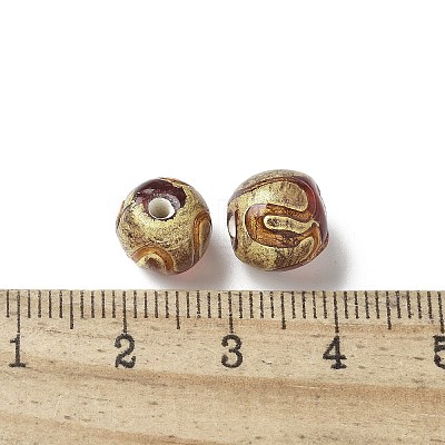 Handmade Gold Foil Glass Beads LAMP-P068-13B-1