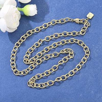 Brass Cable Chain Necklaces NJEW-H206-15G-1