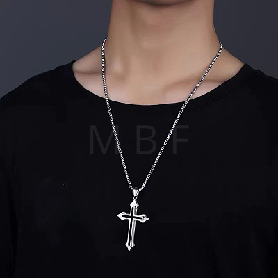Cross Alloy Black Enamel Pendant Necklaces FS-WGF2765-01-1