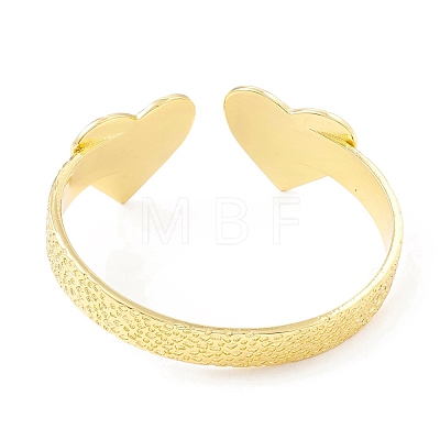 Rack Plating Brass Double Heart Open Cuff Bangle for Women BJEW-I302-03G-1