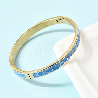 304 Stainless Steel Enamel Hinged Bangles BJEW-D408-43G-1