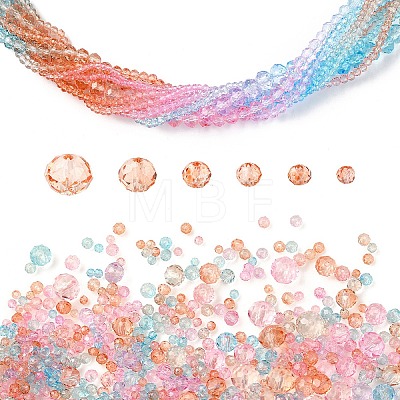 6 Styles Gradient Color Transparent Painted Glass Beads Strands DGLA-YW0001-28S-1