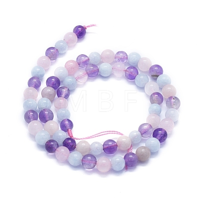 Natural Rose Quartz & Amethyst & Aquamarine Beads Strands G-E561-05-6mm-1