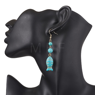 Synthetic Turquoise Dangle Earrings EJEW-JE05849-01-1