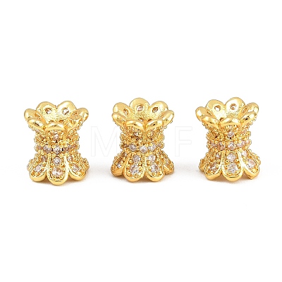 Brass Micro Pave Clear Cubic Zirconia Beads CU-CBA6A75-11G-1