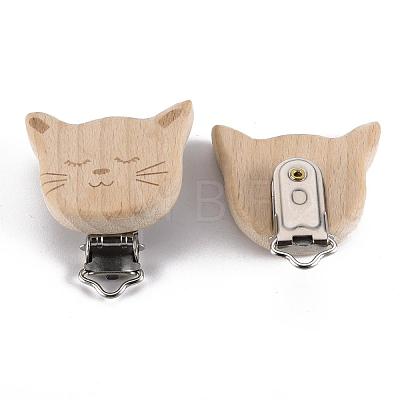 Beech Wood Kitten Baby Pacifier Holder Clips WOOD-T015-25-1