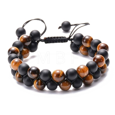 Frosted Agate Double-Layer Braided Beaded Bracelets PW-WG3564E-02-1