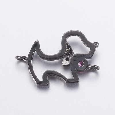 Brass Micro Pave Cubic Zirconia Puppy Links Connectors ZIRC-G125-02A-B-1