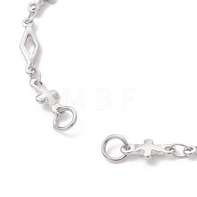 304 Stainless Steel Rhombus Link Chain Bracelet Making AJEW-JB01445-1