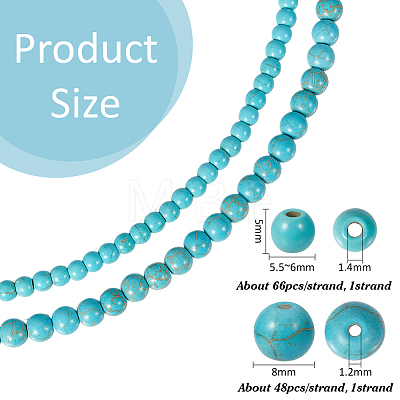 2 Strands 2 Styles Synthetic Turquoise Beads Strands G-PH0003-48D-1