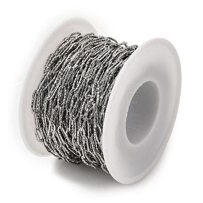 Tarnish Resistant 304 Stainless Steel Textured Paperclip Chains CHS-I009-01P-A-1