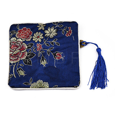 Chinese Brocade Tassel Zipper Jewelry Bag Gift Pouch ABAG-F005-08-1