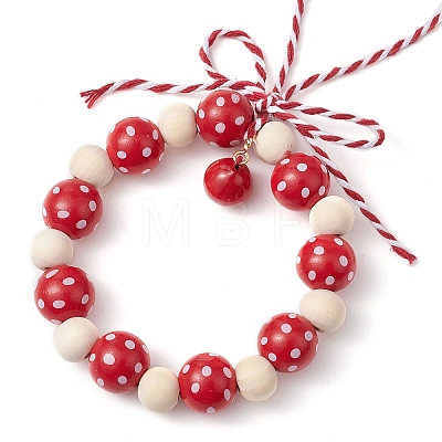 Wreath Wood Beads Pendant Decorations HJEW-TA00302-1