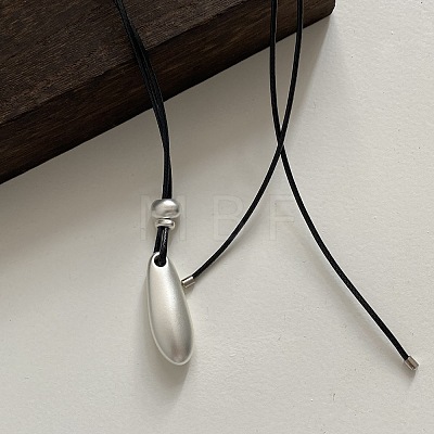 Alloy Teardrop Pendant Adjustable Black Waxed Cord Necklaces for Women WG6DD4B-01-1