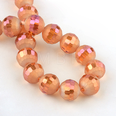 Faceted Round Electroplate Glass Bead Strands EGLA-S130-10mm-M-1