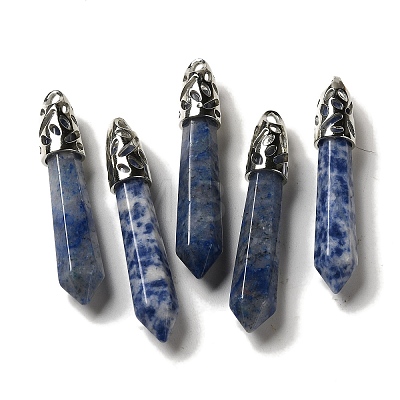 Natural Blue Spot Jasper Pointed Big Pendants G-Z055-01P-07-1