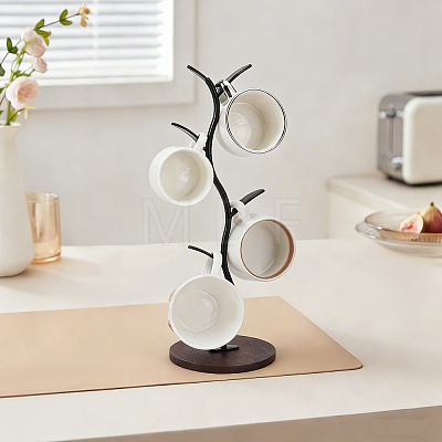 2Pcs Bamboo & Iron Mug Holder AJEW-WA0003-71-1