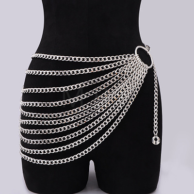 Alloy Cuban Link Chain Multi Layer Waist Chains WG8B3D2-02-1