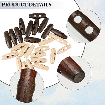 40Pcs 2 Colors Natural Wood Buttons FIND-GF0009-92-1