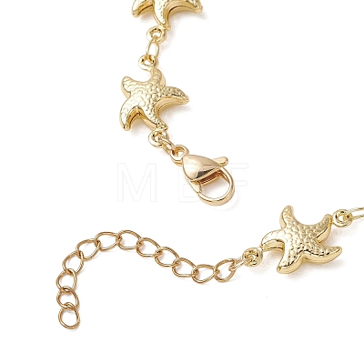 304 Stainless Steel Starfish Link Chains Bracelets for Women BJEW-JB13429-1