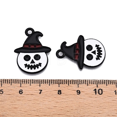 Halloween Theme Spray Painted Alloy Enamel Pendants ENAM-T020-09C-1