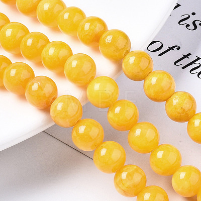 Natural Dyed Yellow Jade Gemstone Bead Strands G-R271-8mm-Y07-1