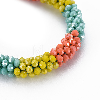 Crochet Glass Beads Braided Stretch Bracelet BJEW-T016-08G-1