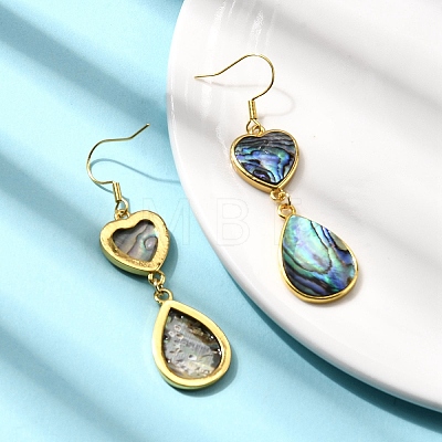 Brass Natural Abalone Shell Dangle Earrings EJEW-F388-01D-G-1