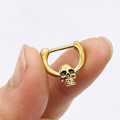 304 Stainless Steel Skull Circular/Horseshoe Barbell Nose Rings WG89838-02-1