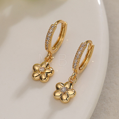Brass & Clear Cubic Zirconia Hoop Earrings WGDC18D-02-1