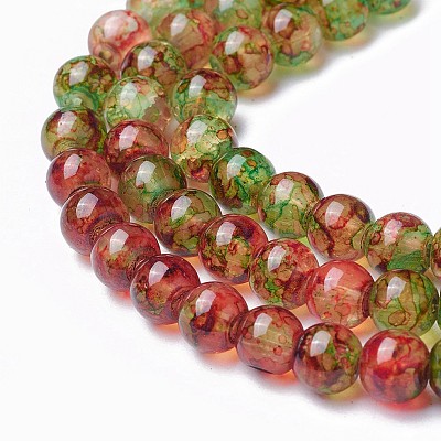 Spray Painted Glass Beads Strands GLAA-A038-B-47-1