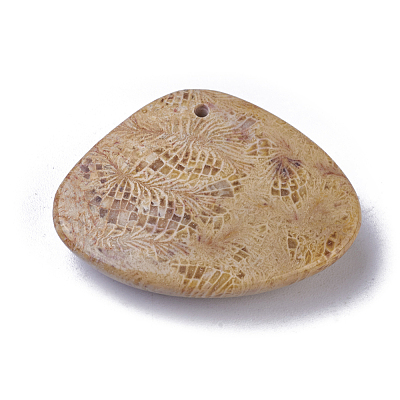 Natural Fossil Coral Pendants G-G779-02B-1