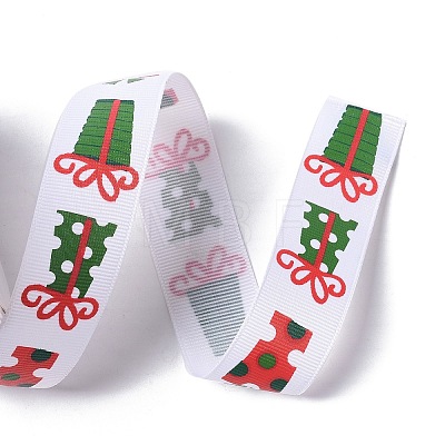 25 Yards Christmas Theme Printed Polyester Grosgrain Ribbon OCOR-C004-02H-1