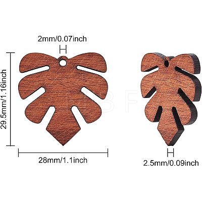 Undyed Walnut Wood Pendants WOOD-CA0001-03-1