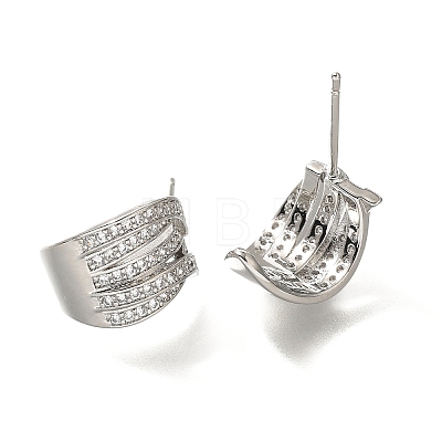 Brass Cubic Zirconia & Glass Stud Earrings EJEW-M048-02P-1