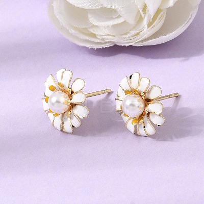 Brass Enamel Stud Earrings KK-CBA8324-27G-04-1