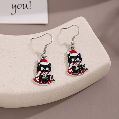 Christmas Theme Alloy Enamel Dangle Earrings FS-WGBB05F-03-1