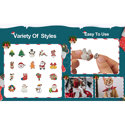 Yilisi 18Pcs 18 Style Christmas Bell & Tree & Sock & Snowman & Candy Cane Enamel Pin JEWB-YS0001-10-1